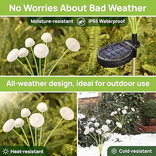 5 Watt 8 LED Solar Mushroom Garden Solar Light (Pack of 2)