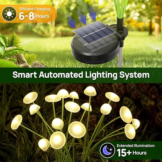 5 Watt 8 LED Solar Mushroom Garden Solar Light (Pack of 2)