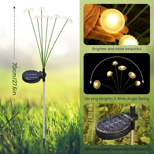 5 Watt 8 LED Solar Mushroom Garden Solar Light (Pack of 2)