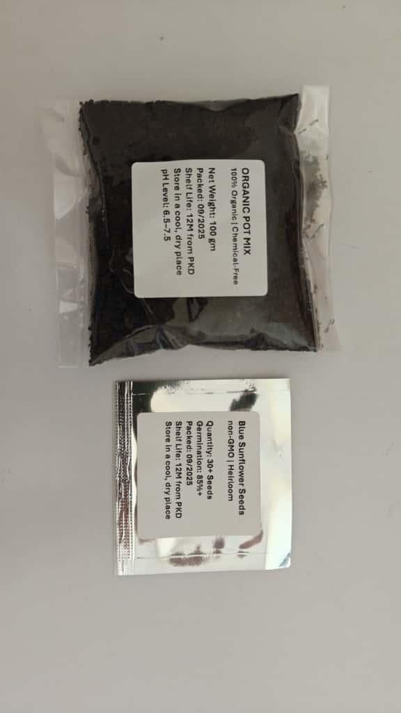Blue Flame Sunflower Seeds + 100 Grams Organic Pot Mix Free (pack of 1)