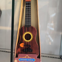 Mini Wooden Finish Plastic Guitar Music Instrument with 4 strings Clear sound